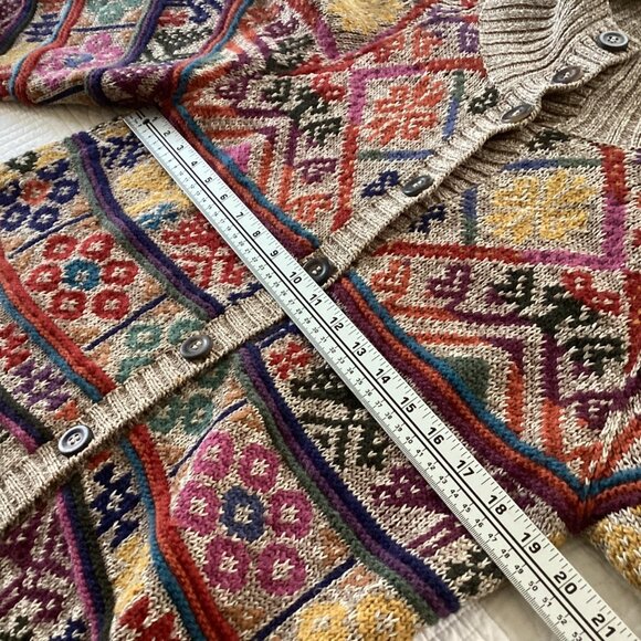 Peruvian Connection Womens Knit Cardigan Sweater Size L Pima Cotton Alpaca - Picture 6 of 15